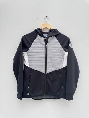 Straight Down Women's Small Jacket Black Grey White Polyester Spandex